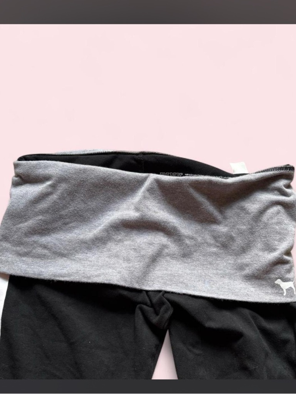Y2K 2000s Victoria’s Secret PINK Yoga Foldover Black and Gray Leggings